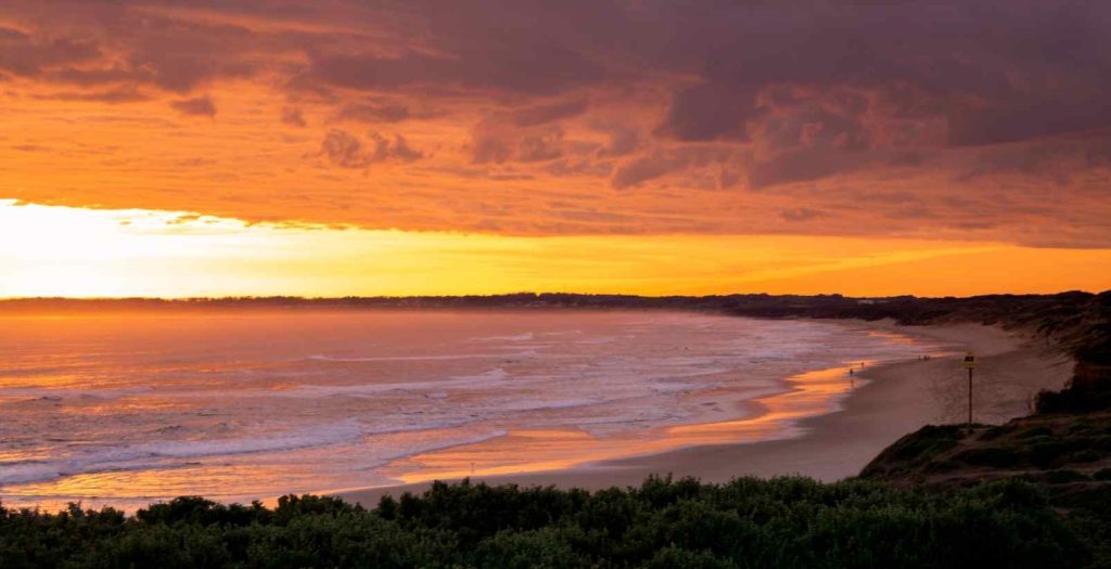 cape woolamai beach at sunset